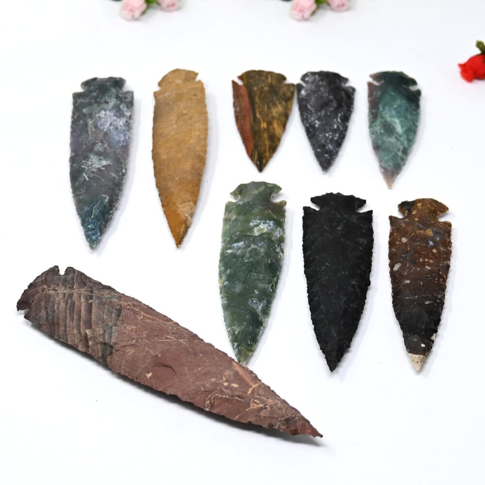8643 Bulk Large Agate Arrowheads Pack Of 9 Pcs 3 Inch 3 Pcs 4 Inch 2 Pcs 5